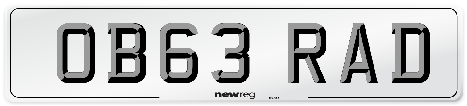 OB63 RAD Number Plate from New Reg